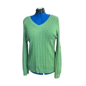 Ann Taylor Loft‎ Women's Cable Knit Sweater Apple Green Large